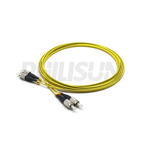 Fiber Optic Patch Cable, 2 Fibers, FC UPC/APC Duplex to FC UPC/APC Duplex, OS2 Singlemode, Yellow