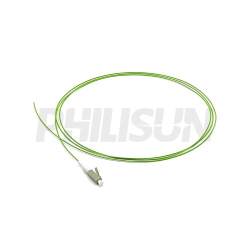LCUPC OM5 SX 石灰绿色0.9mm LSZH 1.5M 尾纤-1 Fiber Pigtail, LC UPC to Unterminated, Simplex, OM5 Multimode, 0,9mm, Beige