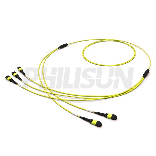 MPO Breakout Cable, 2 x MPO-12 APC(Female/Male) to 3 x MPO-8 APC(Female/Male), 24 Fibers, Singlemode(OS2),0.35dB Max, Yellow