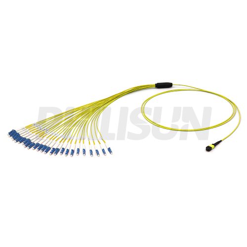 MPO Harnesses MPO-24LC-SM OS2-1 MPO Harness Cable, MPO-24 APC(Female/Male) to LC APC, 24 Fibers, Singlemode, 0.35dB Max, Type A/B/C/U, Yellow