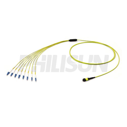 MPO Harnesses MPO-8LC-SM-1 MPO Harness Cable, MPO-8 APC(Female/Male) to LC APC, 8 Fibers, Singlemode, 0.35dB Max, Type A/AF/B/U, Yellow