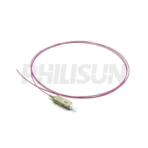 SCUPC OM4 SX 石楠紫色0.9mm LSZH 1.5M 尾纤-1 Fiber Pigtail, SC UPC to Unterminated, Simplex, OM4 Multimode, 0,9mm, Beige