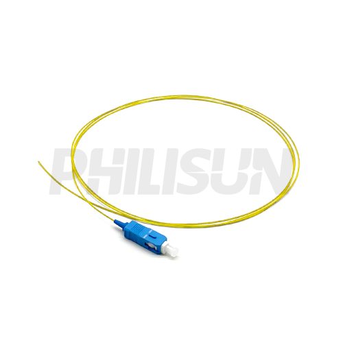 SCUPC SM G652D SX 黄色0.9mm LSZH 1.5M 尾纤-1 Fiber Pigtail, SC UPC/APC to Unterminated, Simplex, OS2 Singlemode, 0,9mm, Blue/Green