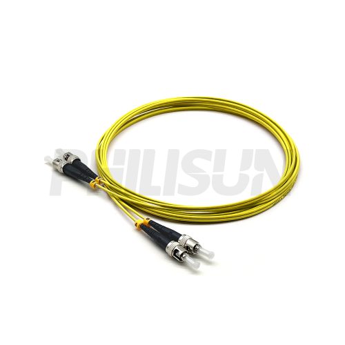 Fiber Optic Patch Cable, 2 Fibers, ST UPC/APC Duplex to ST UPC/APC Duplex, OS2 Singlemode, Yellow