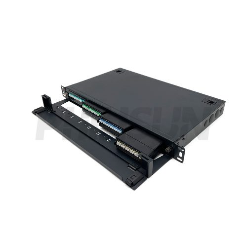 主图1 MPO 1U Rack Mount Fiber Patch Panel with 4 Plastic Cassettes(4pcs of 12 Fibers MPO to LC Fiber Patch Cord), 48 Fibers, Fixed Type