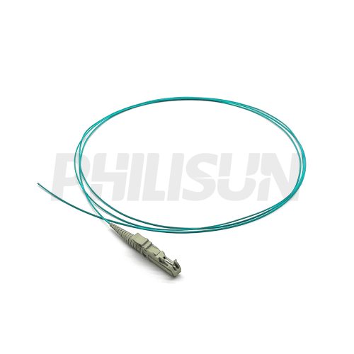 Fiber Pigtail, E2000 UPC to Unterminated, Simplex, OM3 Multimode, 0,9mm, Beige
