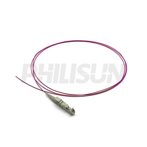 Fiber Pigtail, E2000 UPC to Unterminated, Simplex, OM4 Multimode, 0,9mm, Beige