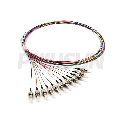 12 Fiber Pigtail, FC UPC/APC to Unterminated, Singlemode/Multimode, 0.9mm, Black/Green