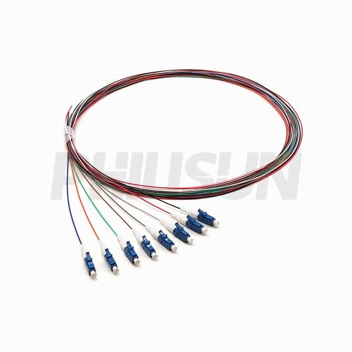 8 Fiber Pigtail, LC UPC/APC to Unterminated, Singlemode/Multimode, 0.9mm, Blue/Green/Beige