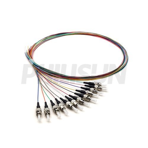 12 Fiber Pigtail, ST UPC/APC to Unterminated, Singlemode/Multimode, 0.9mm, Black/Green