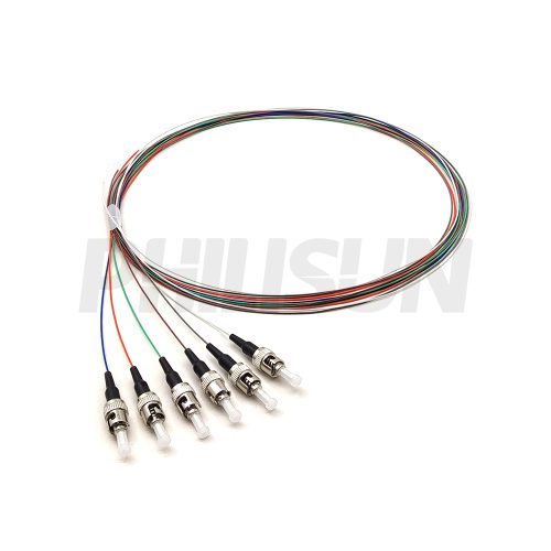 6 Fiber Pigtail, ST UPC/APC to Unterminated, Singlemode/Multimode, 0.9mm, Black/Green