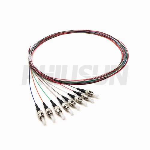 8 Fiber Pigtail, ST UPC/APC to Unterminated, Singlemode/Multimode, 0.9mm, Black/Green