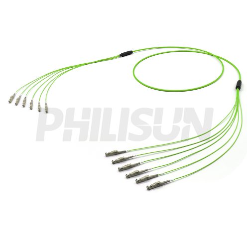 E2000 UPC to E2000 UPC, OM5 Multimode, Customized Multifiber Indoor Pre-Terminated Breakout Cable, Lime Green