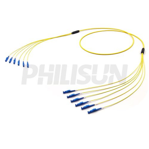 E2000 UPC/APC to E2000 UPC/APC, OS2 Single Mode, Customized Multifiber Indoor Pre-Terminated Breakout Cable, Yellow