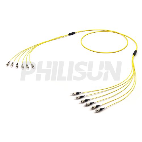 FC UPC/APC to FC UPC/APC, OS2 Single Mode, Customized Multifiber Indoor Pre-Terminated Breakout Cable, Yellow