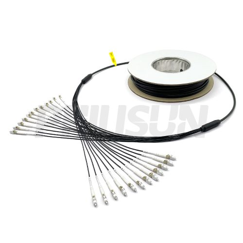 6.0mm, Customized Single-Layer Spiral Armored Tactical Fiber Optic Cable, 12 Fibers, Black