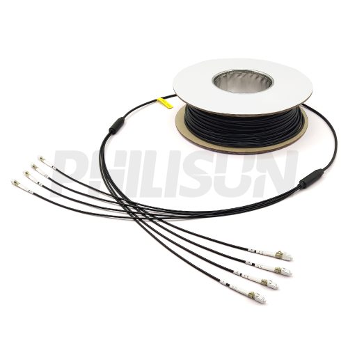 5.0mm, Customized Single-Layer Spiral Armored Tactical Fiber Optic Cable, 4 Fibers, Black