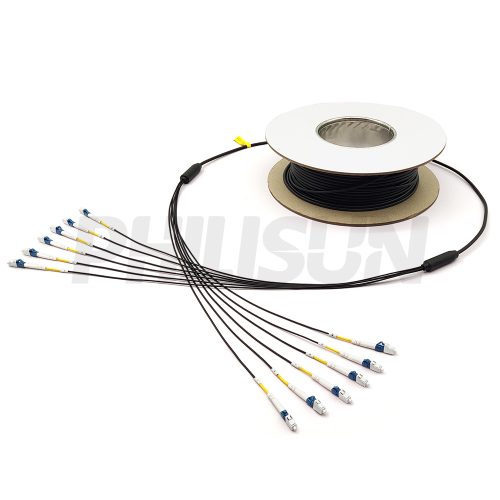 5.0mm, Customized Double-Layer Spiral and Woven Armored Tactical Fiber Optic Cable, 2 Fibers, Black