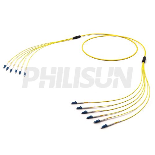LCUPC-LCUPC SM G657A1 6芯 束状 黄色 LSZH 3M-1 LC UPC/APC to LC UPC/APC, OS2 Single Mode, Customized Multifiber Indoor Pre-Terminated Breakout Cable, Yellow