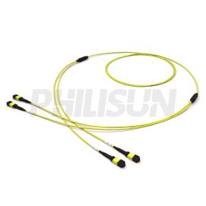 MPO breakout cable for splitting trunk fibers to connectors