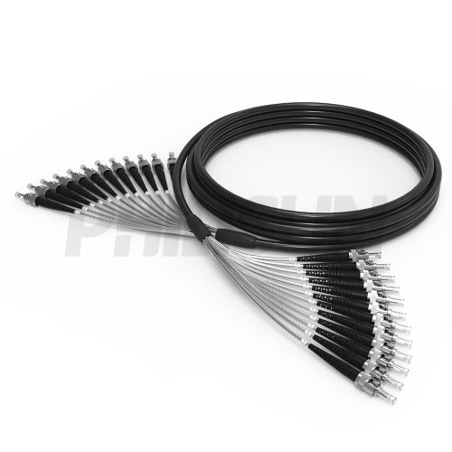 6.0mm, Customized, Indoor Outdoor, Armored Fiber Patch Cable, 12 Fibers, Black